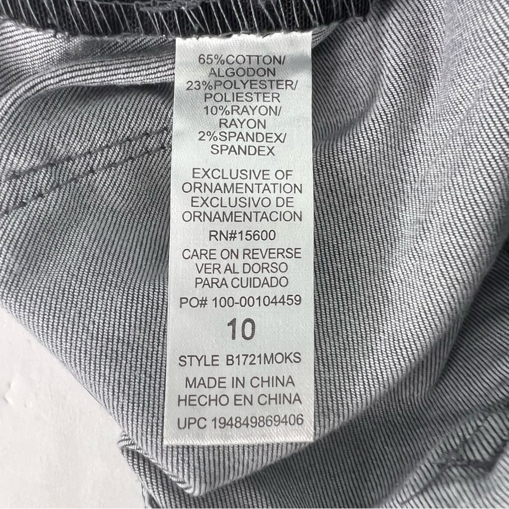 Democracy “Ab” Solution Women’s Gray Jeans Sz 10 Distressed Pockets Stretch - Picture 5 of 13